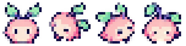 The pink dreamer’s ordinary rectangular pixel-art poses